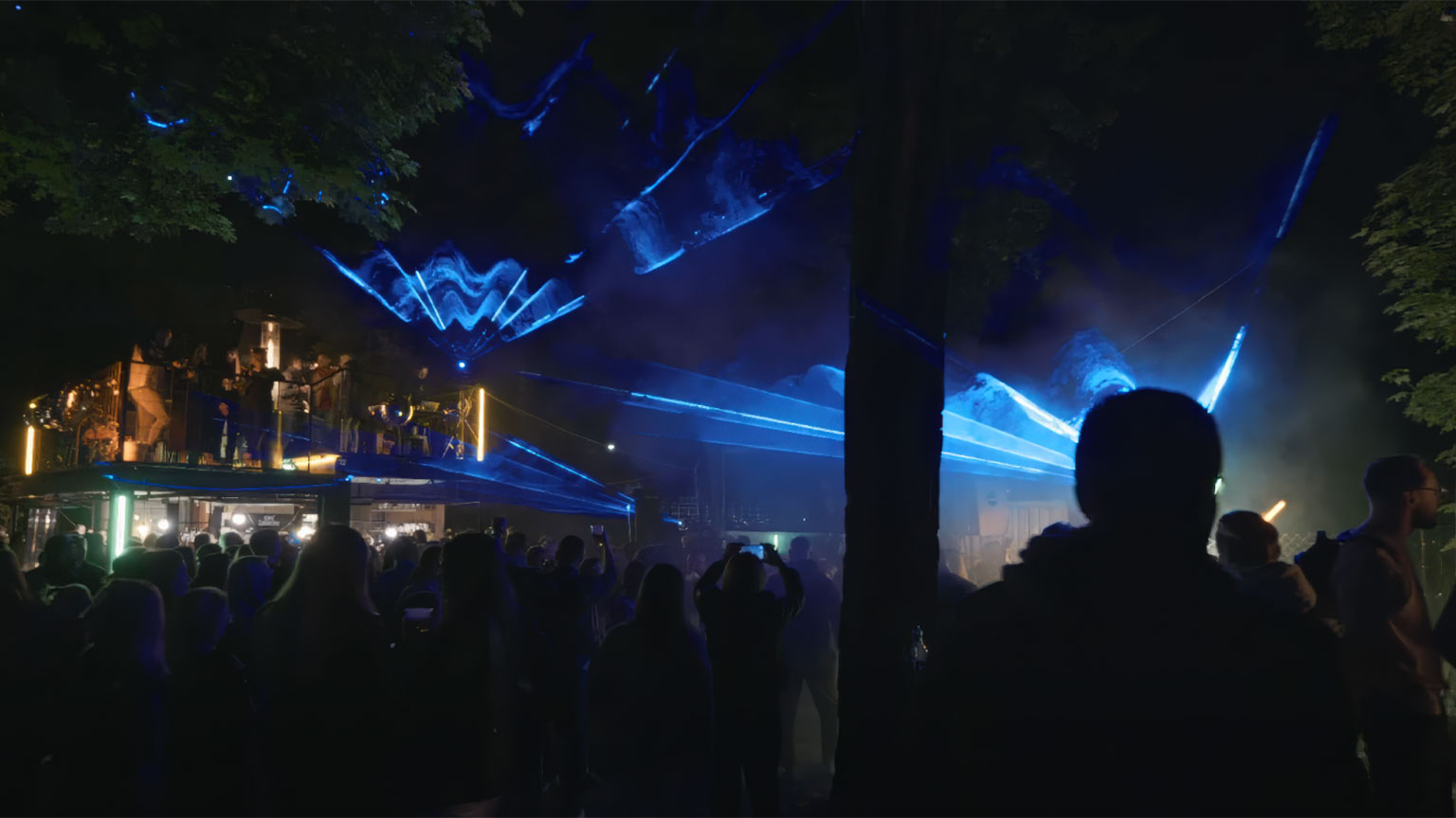 laser- LaserCube Laser lights being used at an outdoor venue as outdoor laser lights