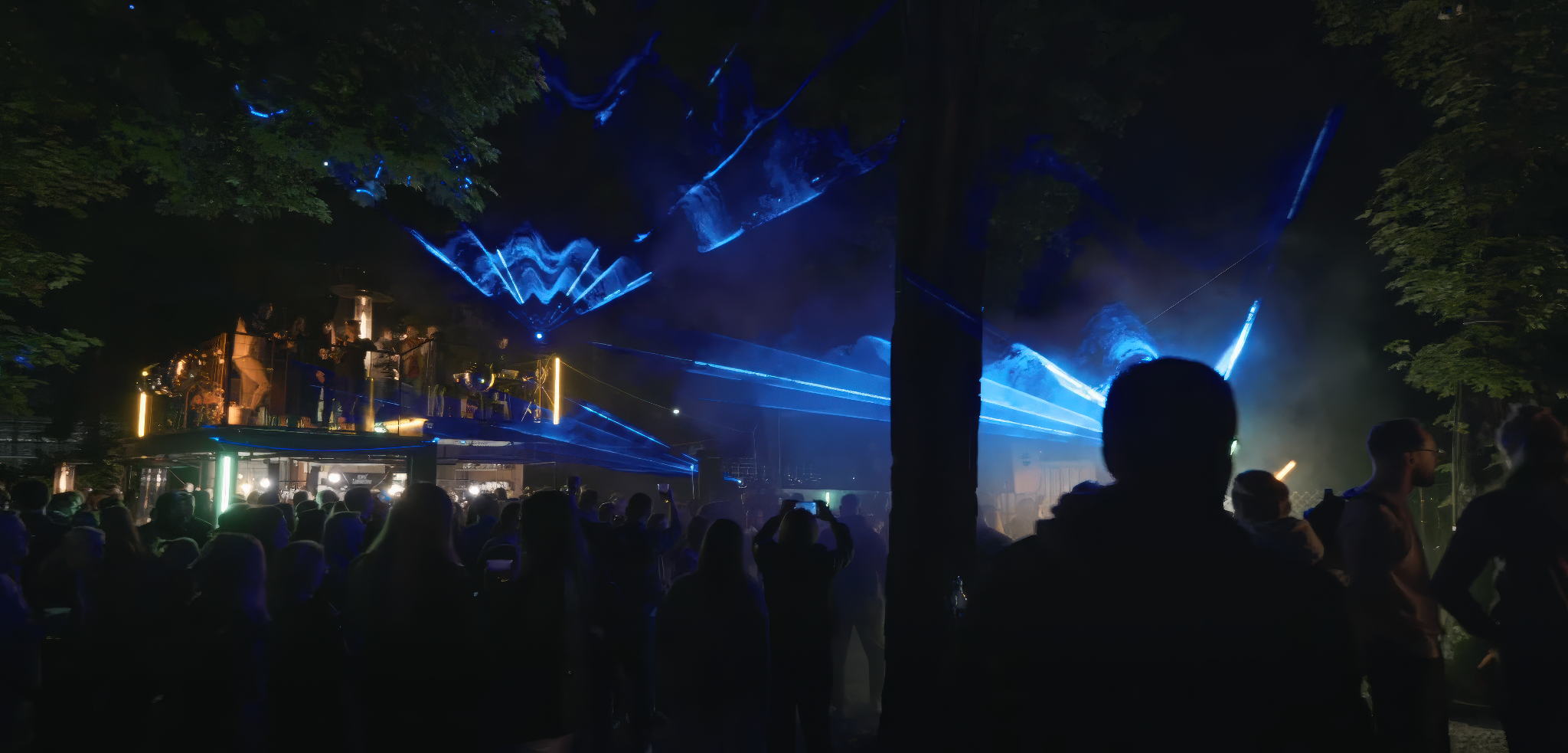laser LaserCube Laser lights being used at an outdoor venue as outdoor laser lights